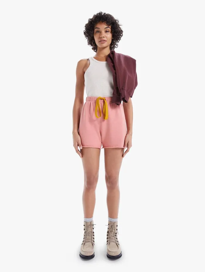Women High Rise Mother Denim The Bender Short Fray Rustcopper
