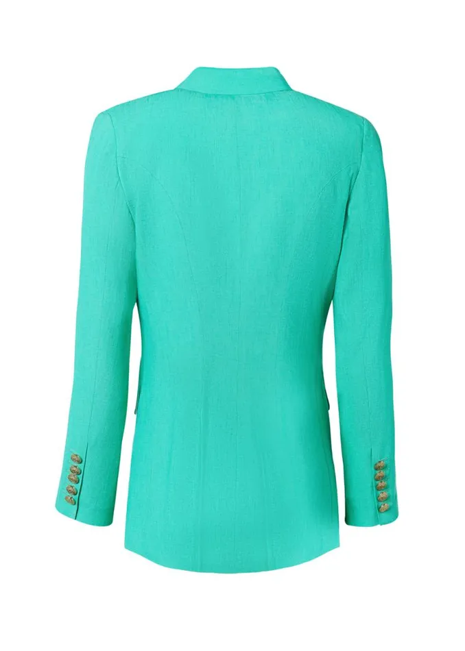 Women In Stock Tailoring Holland Cooper Double Breasted Blazer Jade Linen