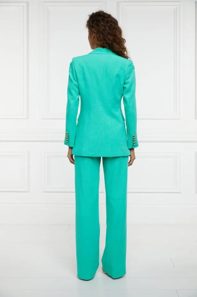 Women In Stock Tailoring Holland Cooper Double Breasted Blazer Jade Linen