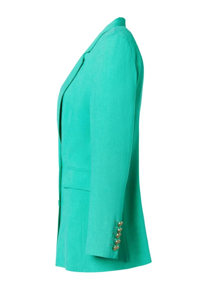 Women In Stock Tailoring Holland Cooper Double Breasted Blazer Jade Linen