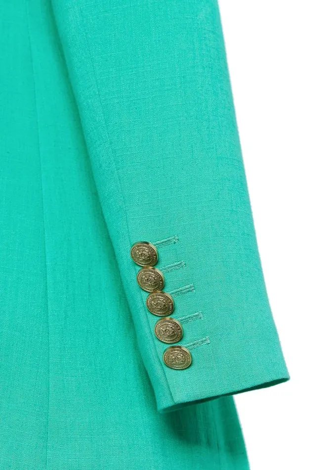 Women In Stock Tailoring Holland Cooper Double Breasted Blazer Jade Linen
