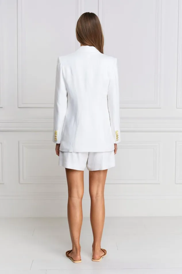 Women In Stock Tailoring Holland Cooper Double Breasted Blazer Oyster Linen