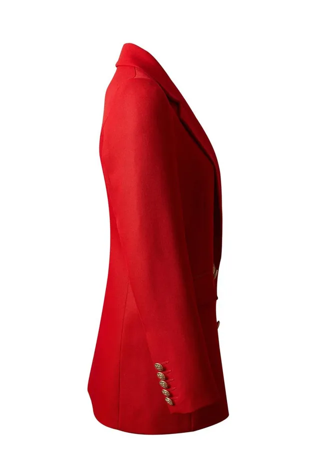 Women In Stock Tailoring Holland Cooper Double Breasted Blazer Red Barathea