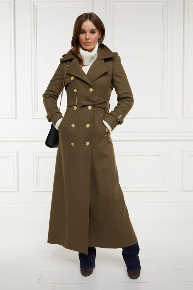 Women In Stock Tailoring Holland Cooper Full Length Chelsea Trench Coat Khaki Women In Stock Tailoring Holland Cooper Full Length Chelsea Trench Coat Khaki