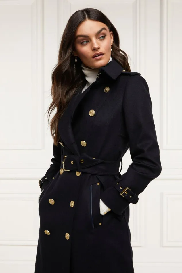 Women In Stock Tailoring Holland Cooper Full Length Marlborough Trench Coat Soft Navy