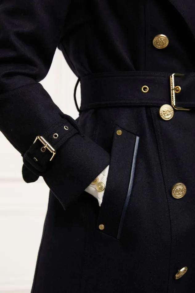 Women In Stock Tailoring Holland Cooper Full Length Marlborough Trench Coat Soft Navy