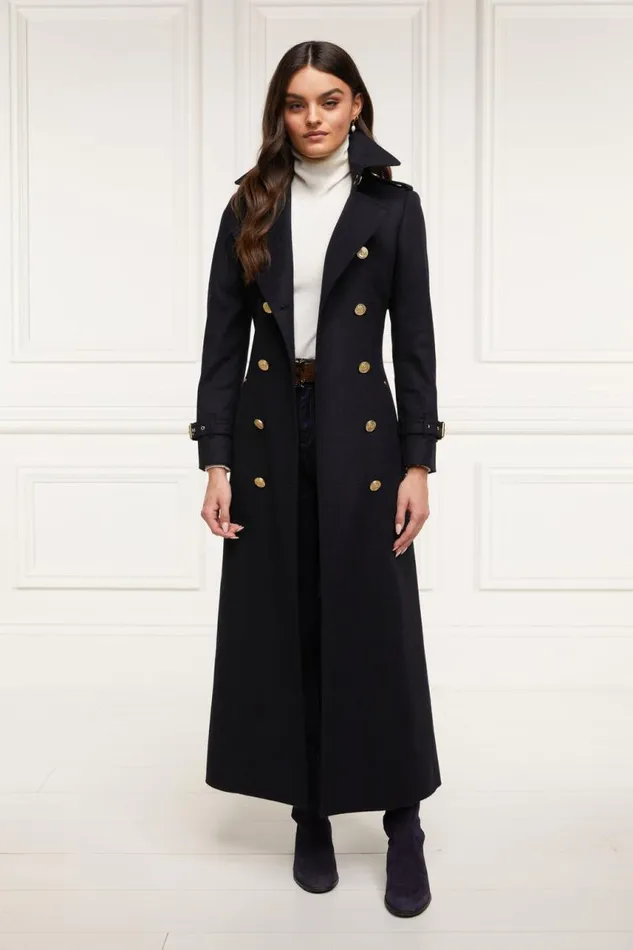 Women In Stock Tailoring Holland Cooper Full Length Marlborough Trench Coat Soft Navy