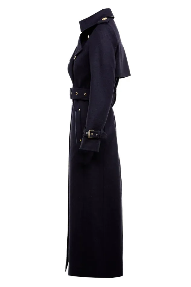 Women In Stock Tailoring Holland Cooper Full Length Marlborough Trench Coat Soft Navy