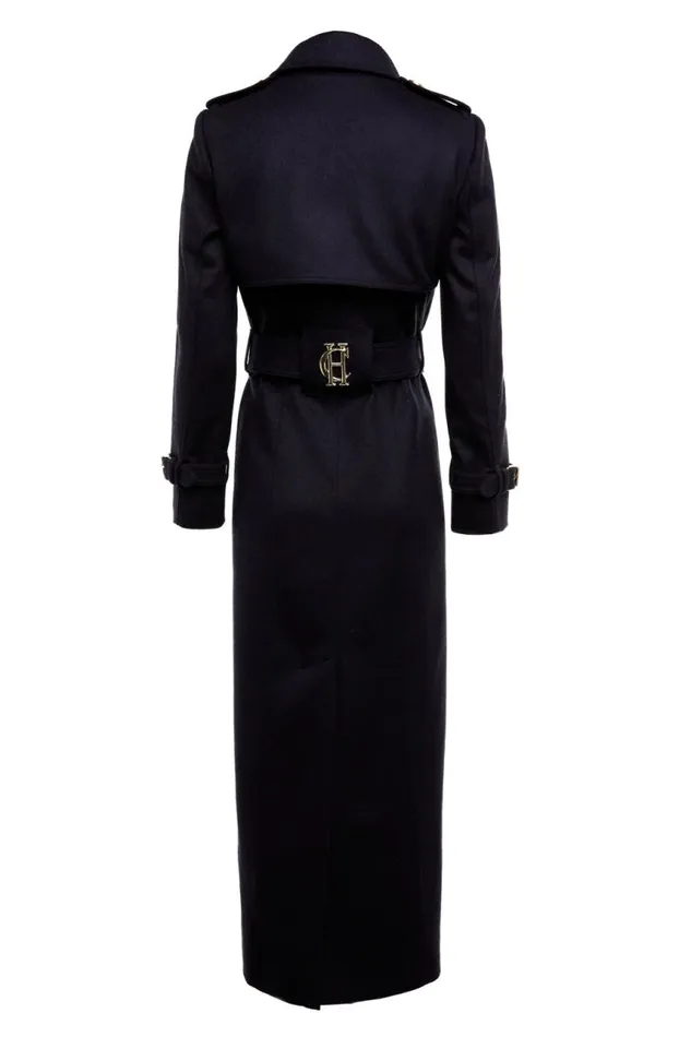 Women In Stock Tailoring Holland Cooper Full Length Marlborough Trench Coat Soft Navy