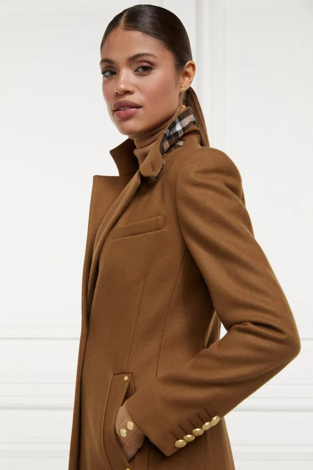 Women In Stock Tailoring Holland Cooper Full Length Regency Coat Dark Camel
