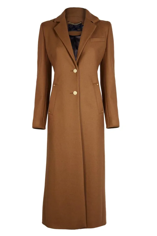 Women In Stock Tailoring Holland Cooper Full Length Regency Coat Dark Camel