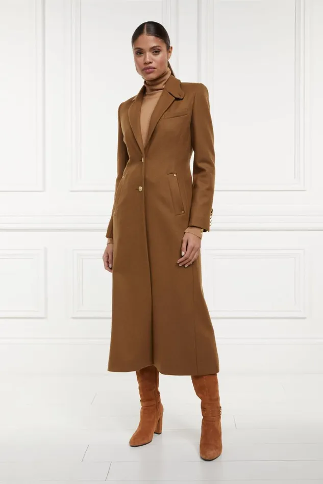 Women In Stock Tailoring Holland Cooper Full Length Regency Coat Dark Camel