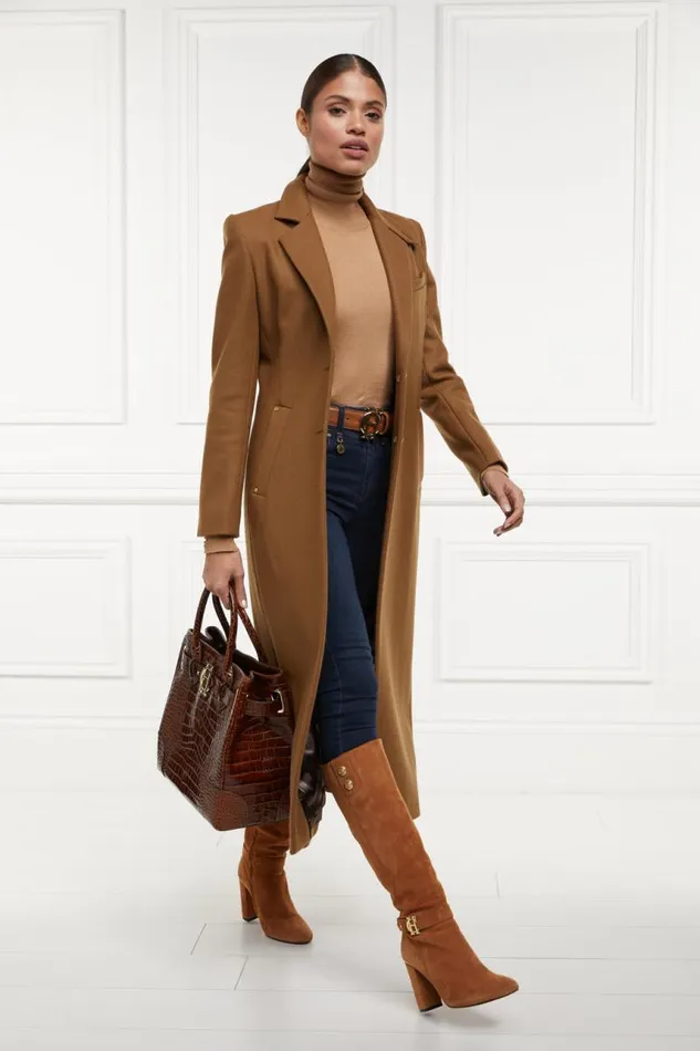 Women In Stock Tailoring Holland Cooper Full Length Regency Coat Dark Camel