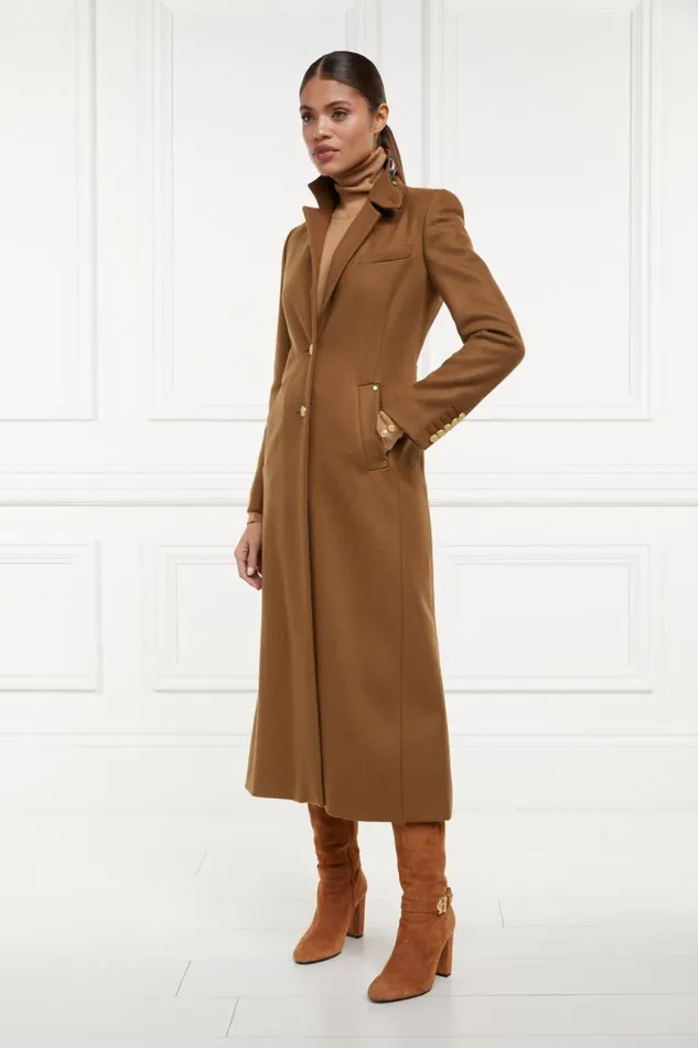 Women In Stock Tailoring Holland Cooper Full Length Regency Coat Dark Camel