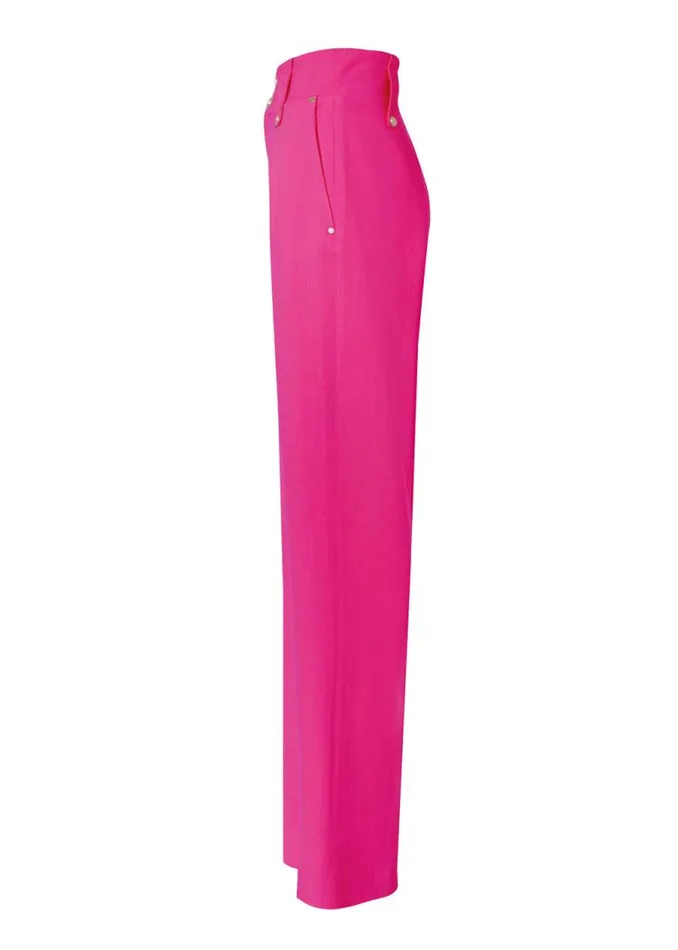 Women In Stock Tailoring Holland Cooper High Waisted Straight Trouser Hot Pink Linen Women In Stock Tailoring Holland Cooper High Waisted Straight Trouser Hot Pink Linen