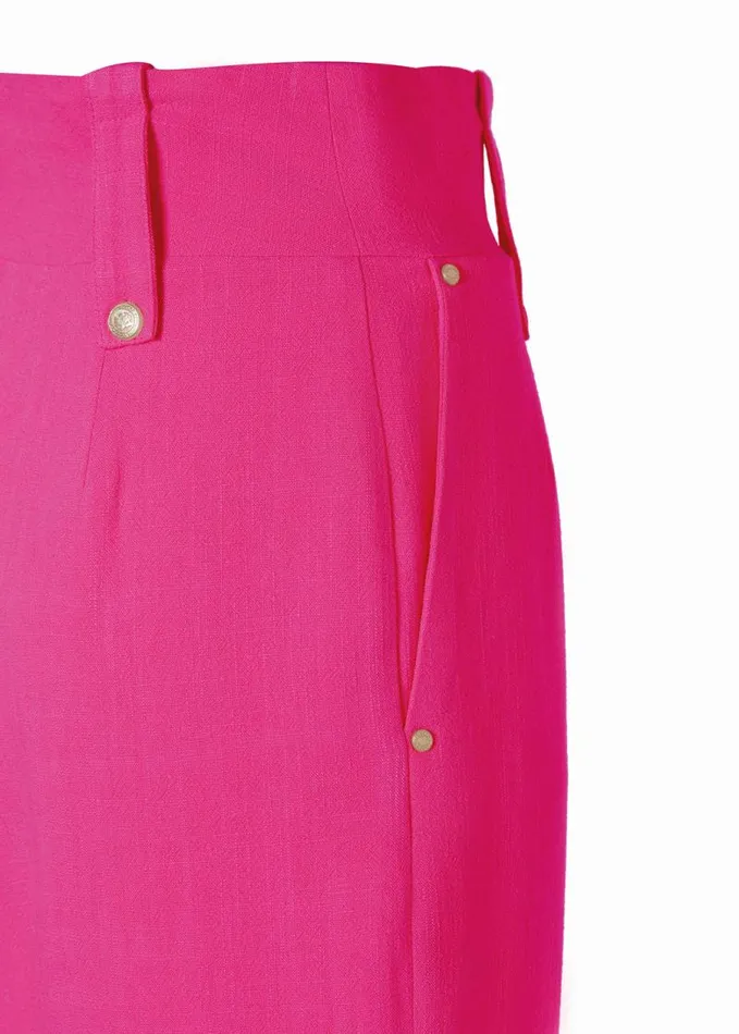 Women In Stock Tailoring Holland Cooper High Waisted Straight Trouser Hot Pink Linen Women In Stock Tailoring Holland Cooper High Waisted Straight Trouser Hot Pink Linen