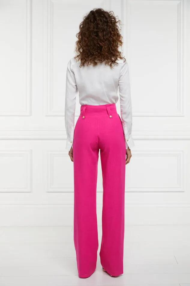 Women In Stock Tailoring Holland Cooper High Waisted Straight Trouser Hot Pink Linen Women In Stock Tailoring Holland Cooper High Waisted Straight Trouser Hot Pink Linen