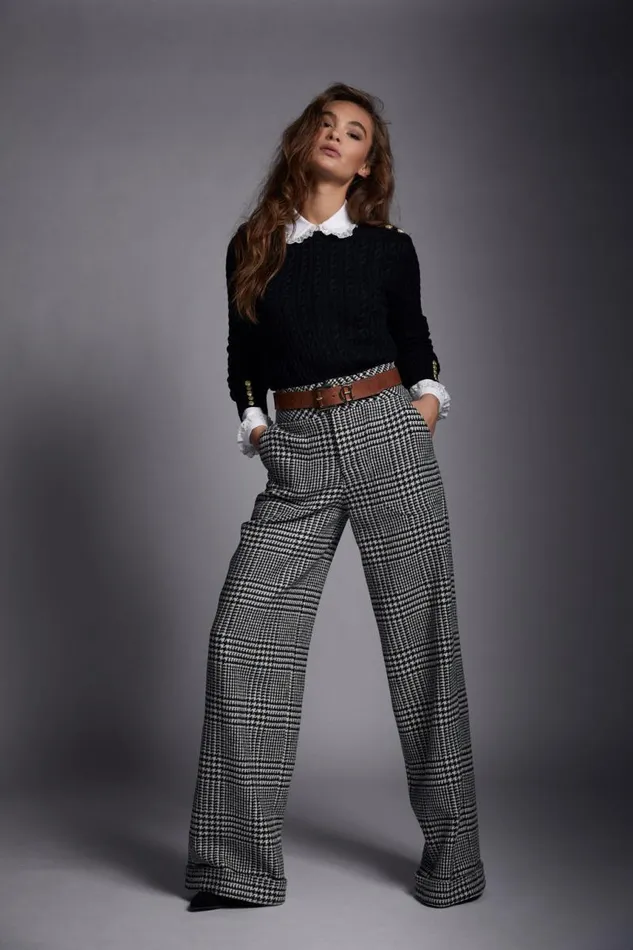 Women In Stock Tailoring Holland Cooper High Waisted Straight Trouser Large Scale Prince Of Wales Mono Women In Stock Tailoring Holland Cooper High Waisted Straight Trouser Large Scale Prince Of Wales Mono