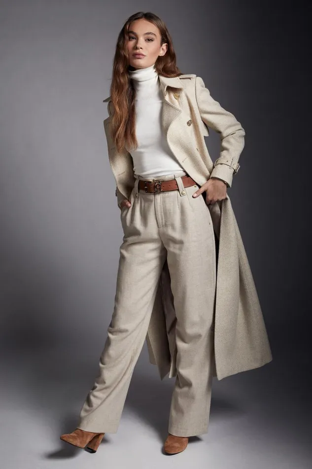Women In Stock Tailoring Holland Cooper High Waisted Straight Trouser Oatmeal