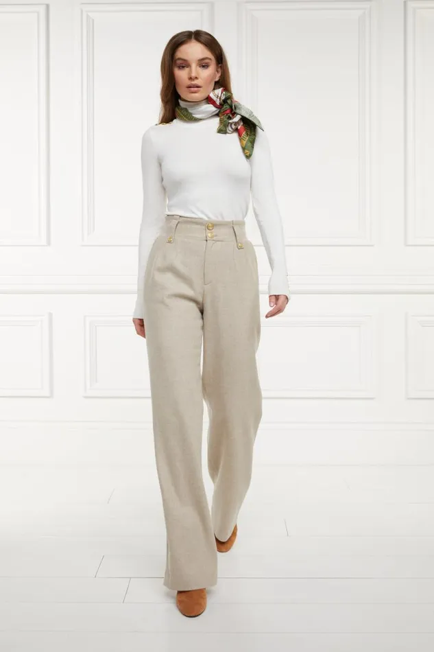 Women In Stock Tailoring Holland Cooper High Waisted Straight Trouser Oatmeal Women In Stock Tailoring Holland Cooper High Waisted Straight Trouser Oatmeal