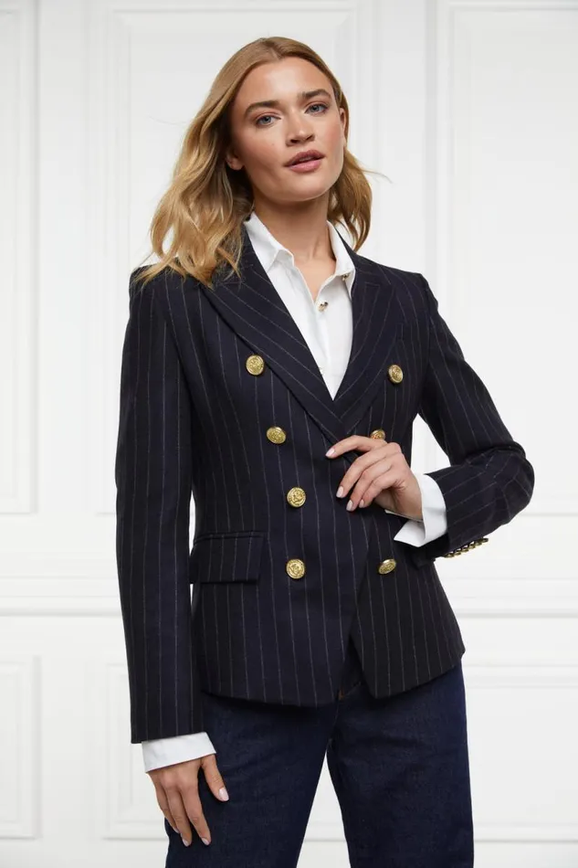 Women In Stock Tailoring Holland Cooper Knightsbridge Blazer Navy Chalk Pinstripe Women In Stock Tailoring Holland Cooper Knightsbridge Blazer Navy Chalk Pinstripe