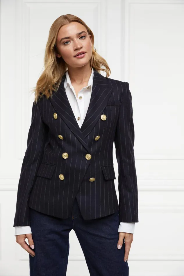 Women In Stock Tailoring Holland Cooper Knightsbridge Blazer Navy Chalk Pinstripe