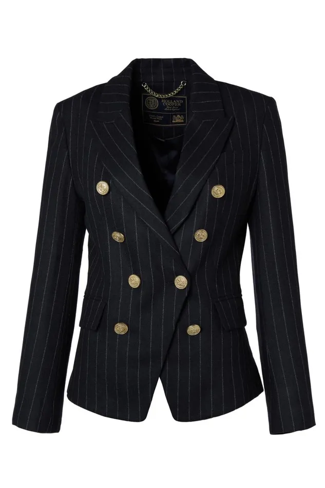 Women In Stock Tailoring Holland Cooper Knightsbridge Blazer Navy Chalk Pinstripe