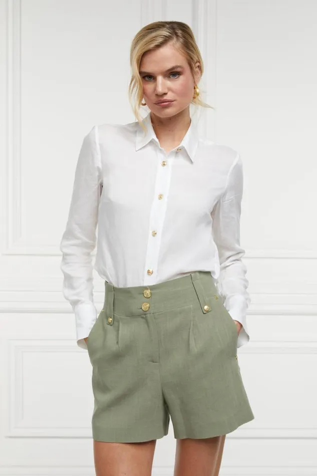 Women In Stock Tailoring Holland Cooper Tailored Short Sage Linen