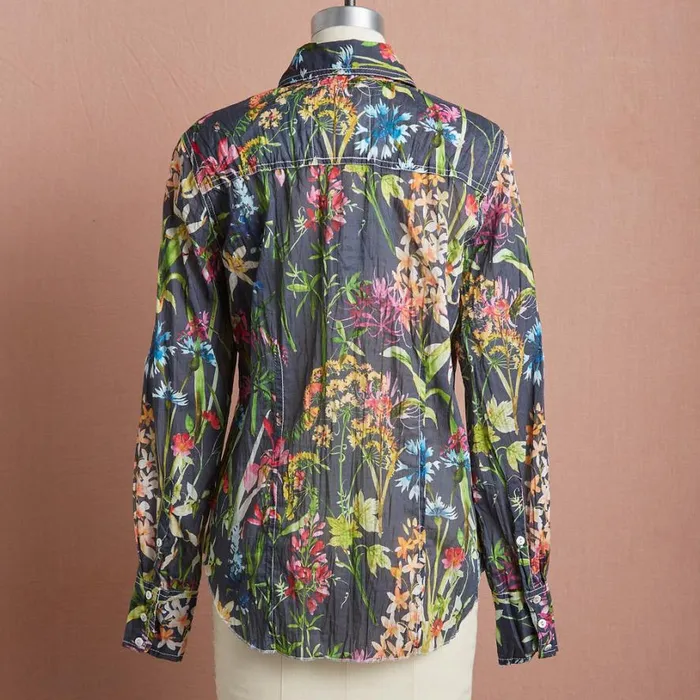 Women Island Florals Shirt Washed Indigo Sundance Catalog Tops Women Island Florals Shirt Washed Indigo Sundance Catalog Tops