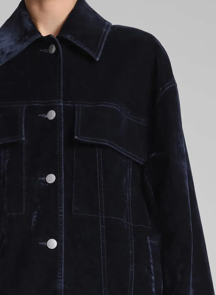 Women Jackets and Coats ALC Dean Velvet Jacket Navy