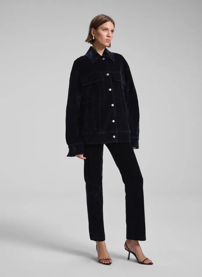Women Jackets and Coats ALC Dean Velvet Jacket Navy