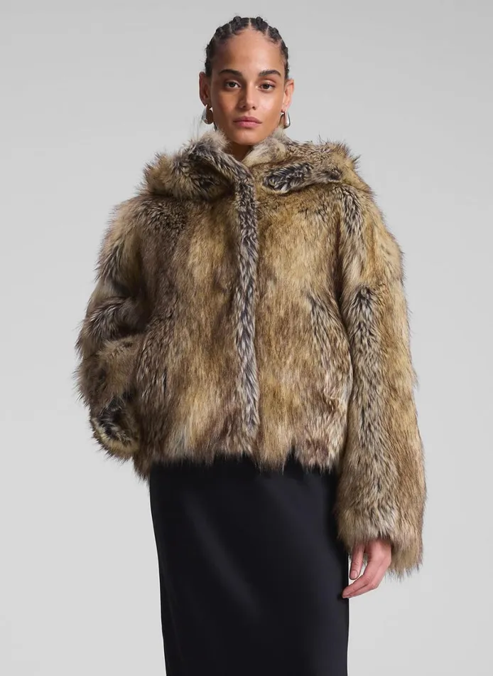 Women Jackets and Coats ALC Lex Faux Fur Jacket Brown Coyote