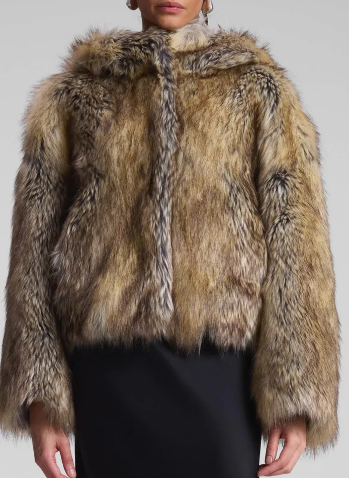 Women Jackets and Coats ALC Lex Faux Fur Jacket Brown Coyote
