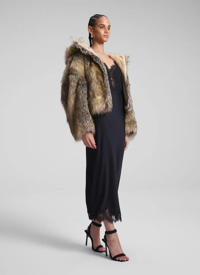 Women Jackets and Coats ALC Lex Faux Fur Jacket Brown Coyote