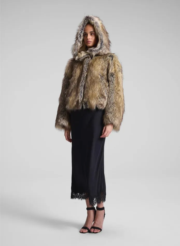 Women Jackets and Coats ALC Lex Faux Fur Jacket Brown Coyote