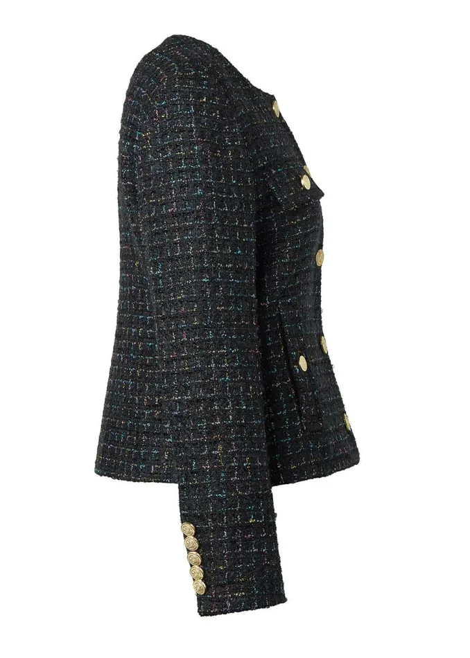 Women Jackets Holland Cooper Chelsea Jacket Black Rainbow Sparkle Tweed Women Jackets Holland Cooper Chelsea Jacket Black Rainbow Sparkle Tweed