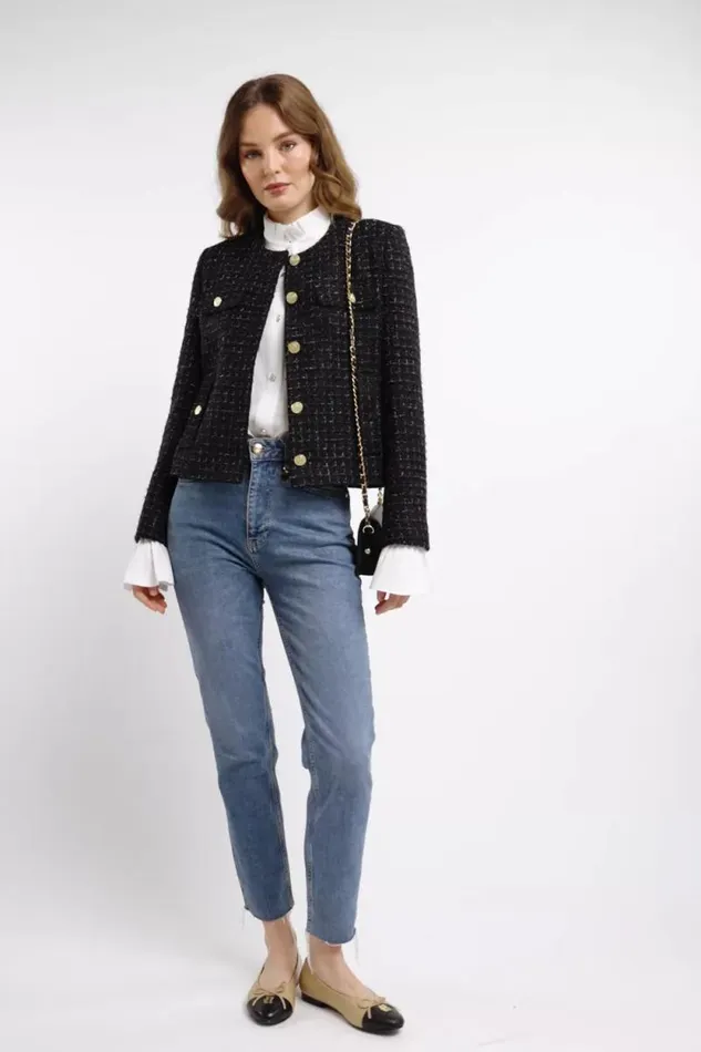 Women Jackets Holland Cooper Chelsea Jacket Black Rainbow Sparkle Tweed Women Jackets Holland Cooper Chelsea Jacket Black Rainbow Sparkle Tweed