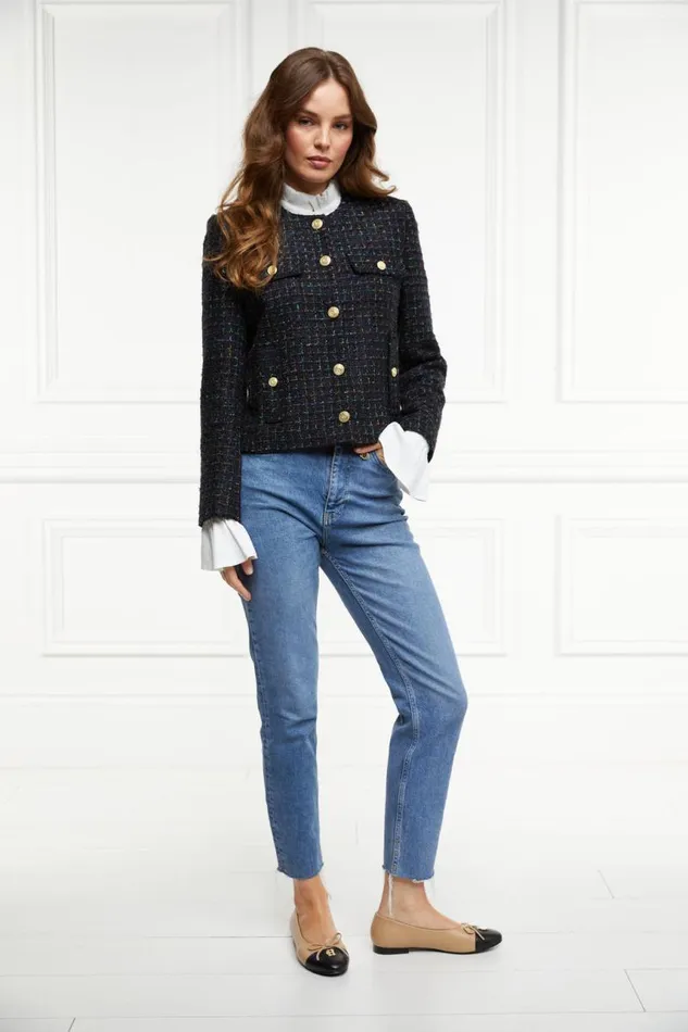 Women Jackets Holland Cooper Chelsea Jacket Black Rainbow Sparkle Tweed Women Jackets Holland Cooper Chelsea Jacket Black Rainbow Sparkle Tweed