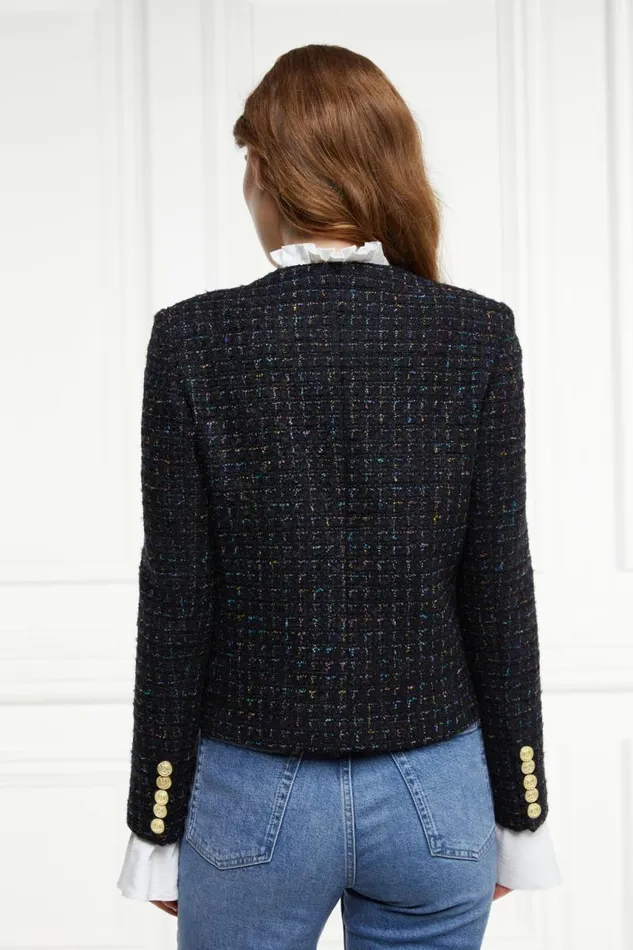 Women Jackets Holland Cooper Chelsea Jacket Black Rainbow Sparkle Tweed Women Jackets Holland Cooper Chelsea Jacket Black Rainbow Sparkle Tweed