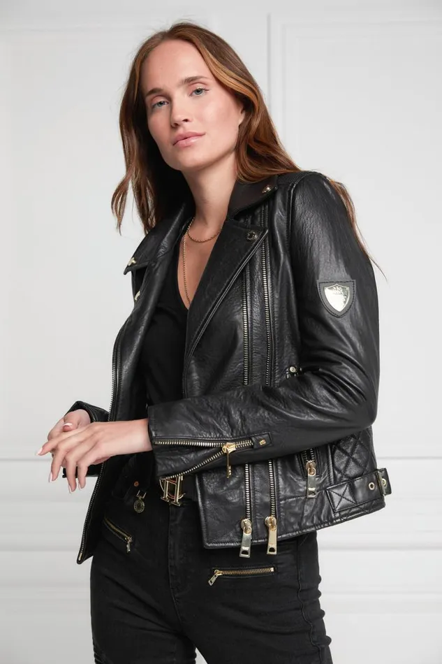 Women Jackets Holland Cooper Leather Biker Jacket Black Women Jackets Holland Cooper Leather Biker Jacket Black