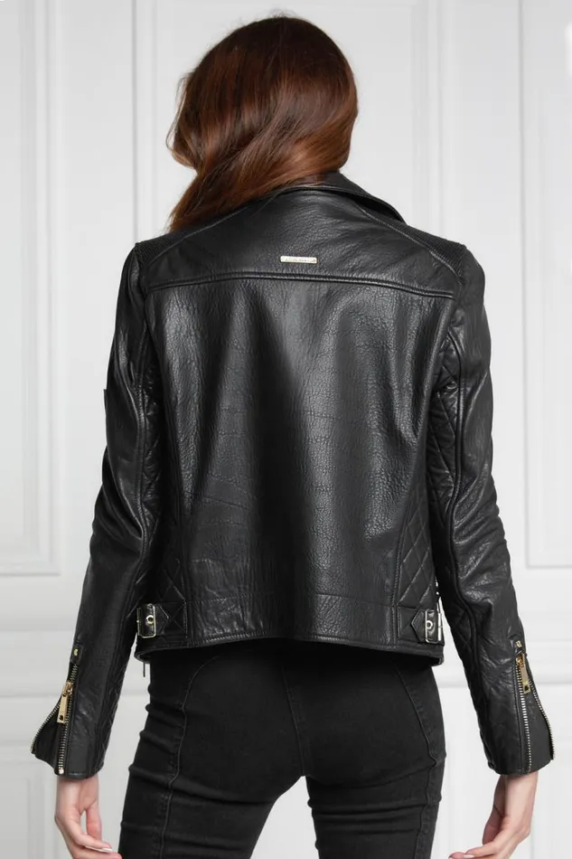 Women Jackets Holland Cooper Leather Biker Jacket Black Women Jackets Holland Cooper Leather Biker Jacket Black