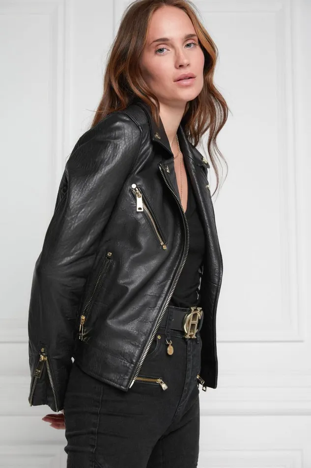 Women Jackets Holland Cooper Leather Biker Jacket Black Women Jackets Holland Cooper Leather Biker Jacket Black