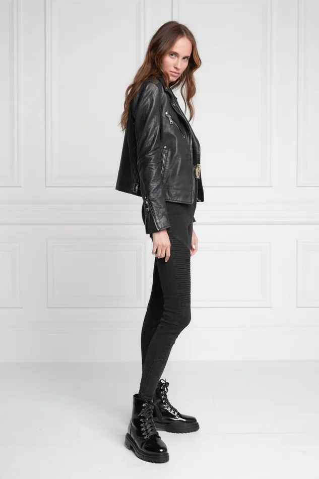 Women Jackets Holland Cooper Leather Biker Jacket Black Women Jackets Holland Cooper Leather Biker Jacket Black