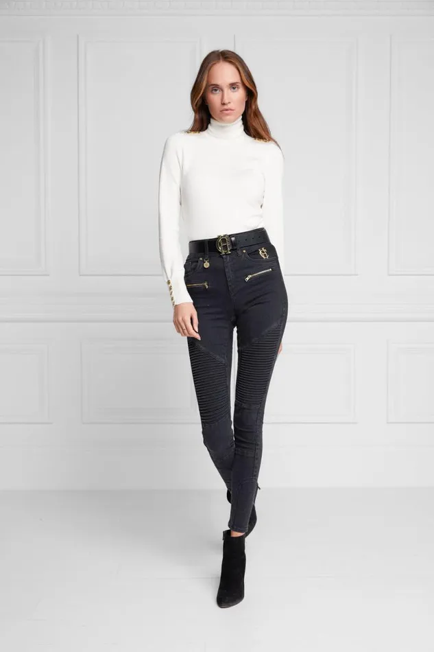 Women Jeans Holland Cooper Biker Jean Washed Black