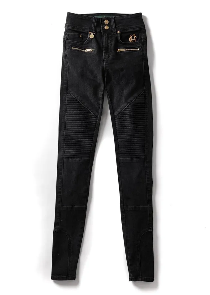 Women Jeans Holland Cooper Biker Jean Washed Black
