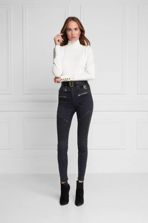 Women Jeans Holland Cooper Biker Jean Washed Black
