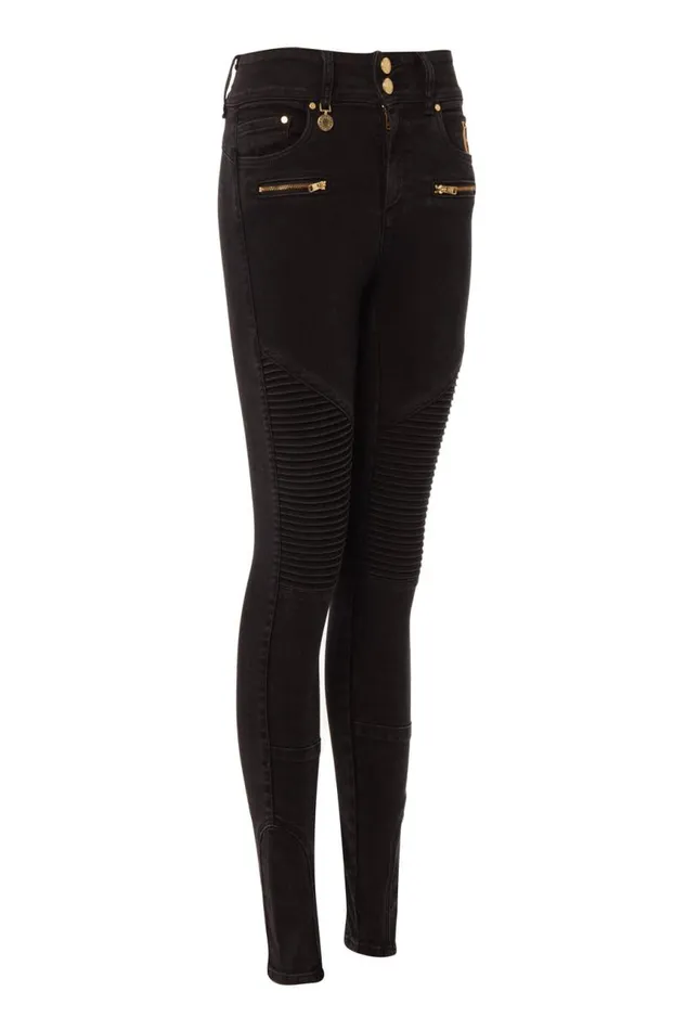 Women Jeans Holland Cooper Biker Jean Washed Black