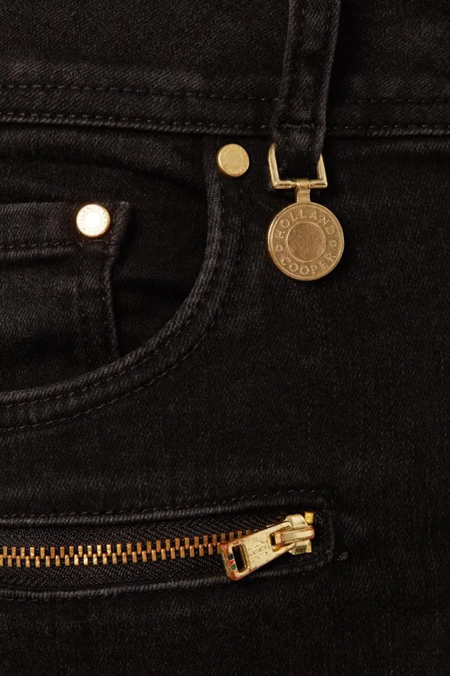 Women Jeans Holland Cooper Biker Jean Washed Black