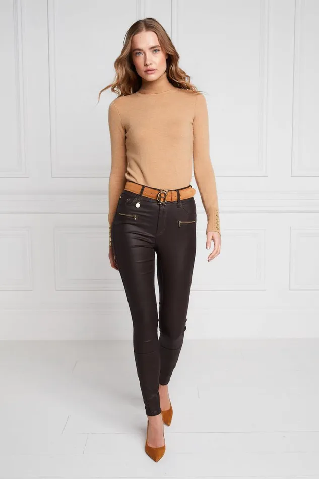 Women Jeans Holland Cooper Coated Jodhpur Jean Chocolate