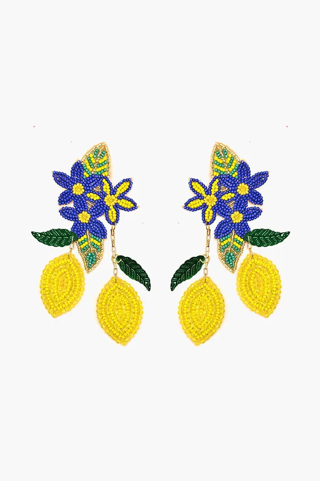 Women Jewelry America and Beyond Positano Lemon Beaded Long Earrings